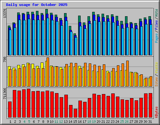 Daily usage for October 2025